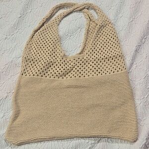 NWOT Beige Knit Tote Bag